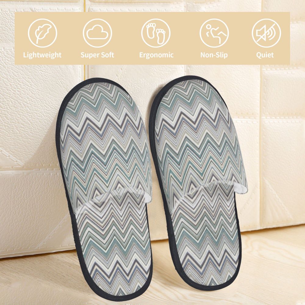 Abstract Geometric Home Zig Zag Guest Slippers for Hotel Women Custom Print Boho Modern Camouflage House Slipper