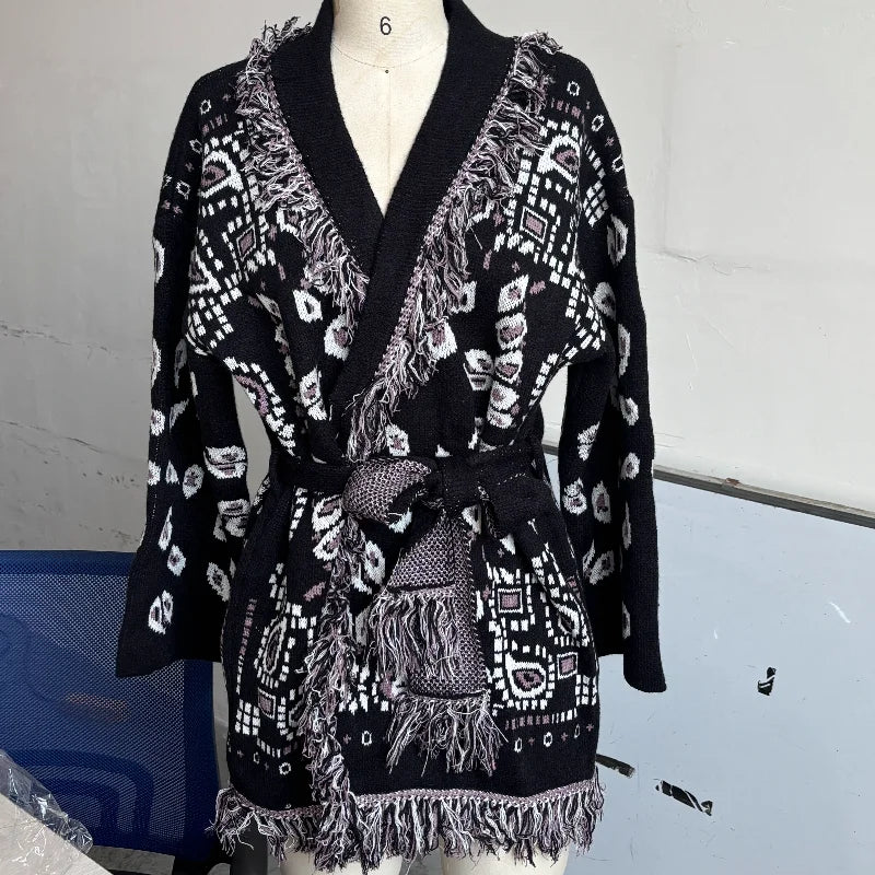 Frauen Gestrickte Getäfelten Pullover drehen-unten Kragen Flare Hülse Reißverschlüsse Mantel Strickjacke Casual Büro Dame Herbst 2025, Pullover