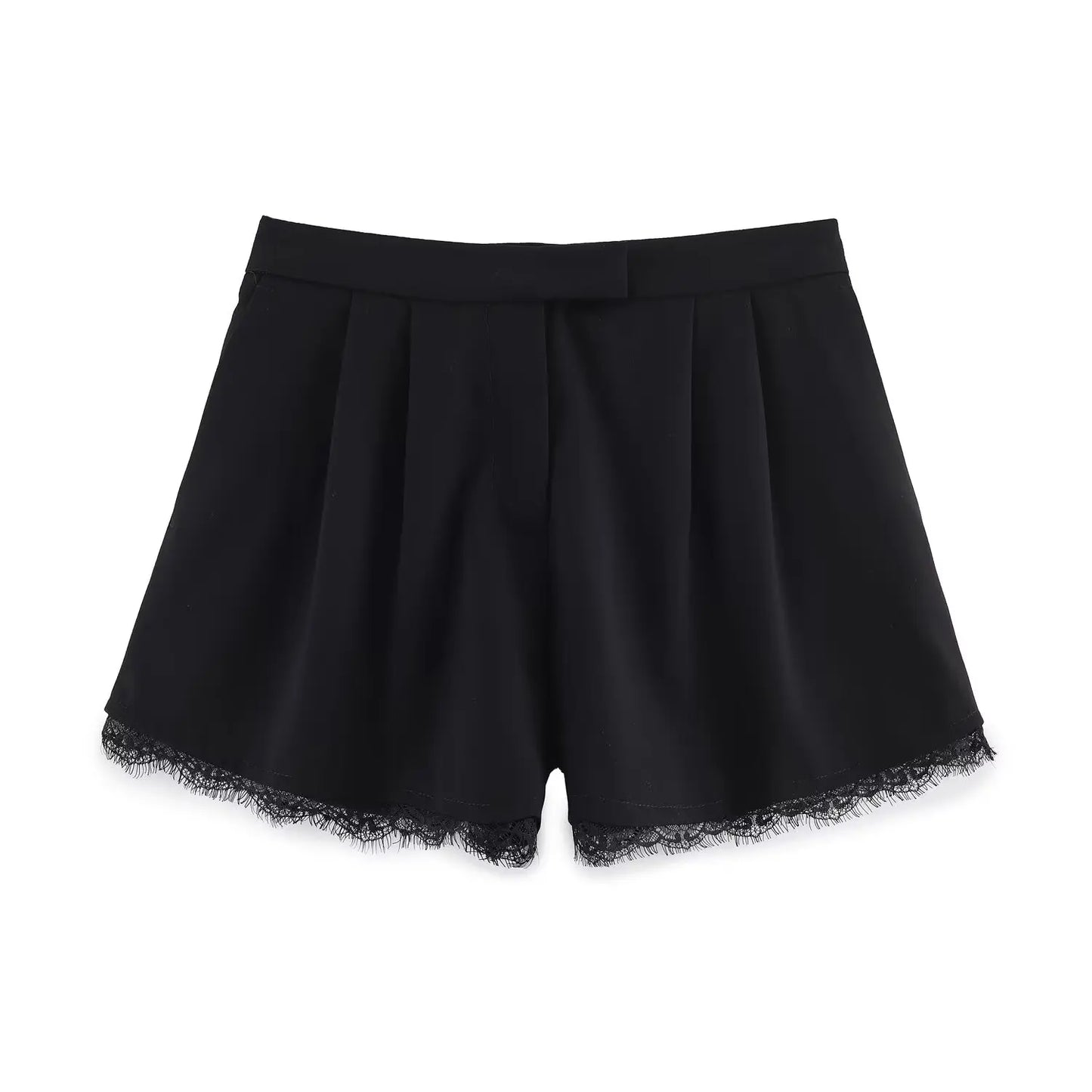 Fashion Women Lace Trim Cropped Blazer Shorts Suits Causal Slim Full Sleeve Coats High-waist Short 2026 New Ladies Solid Outwear