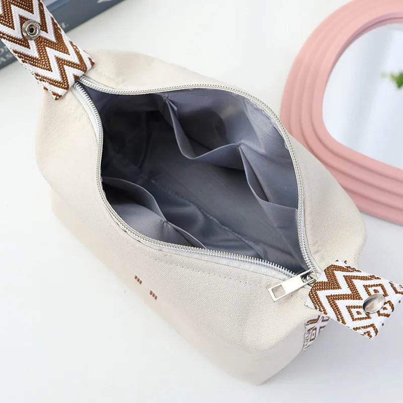 Portable Travel Cosmetic Bag Large Capacity Handheld Toiletry Bag Luxury Canvas Foldable Storage Bag for Makeup And Travel