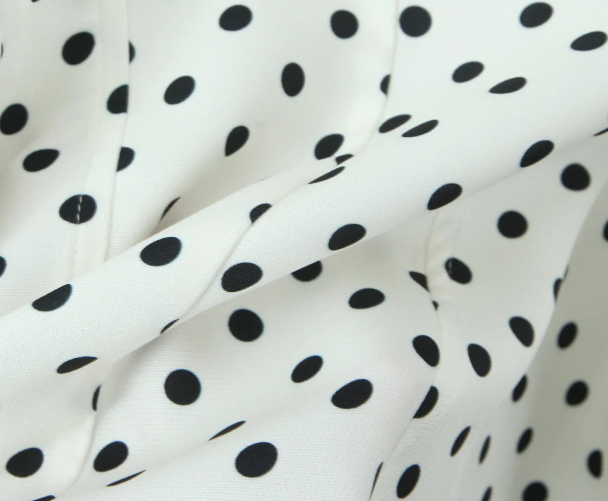 YENKYE Französisch Stil Retro Polka Dot Tiefem V Halter Kleid Frauen Sexy Backless A-linie Schlank Süße Elegante Mini Kleider Sommer Robe