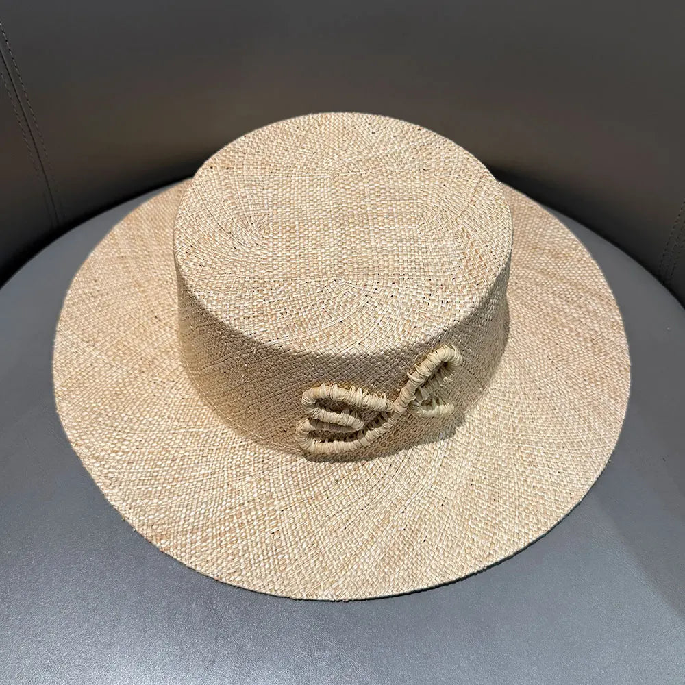 2026 New Summer Natural Straw Wide Brim Handmade High Quality Boater Hat For Women Sun Hat Sombrero Mujer Playa Boater Hat
