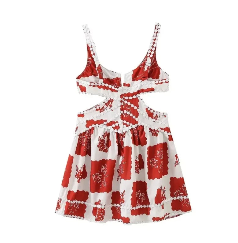 Minikleid A-Linie mit bedrucktem Tanktop Damenmode im europäischen und amerikanischen Stil ärmellose Minikleider