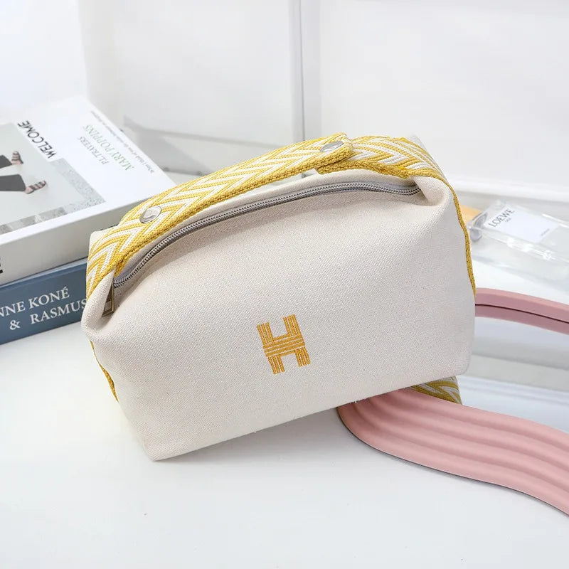 Portable Travel Cosmetic Bag Large Capacity Handheld Toiletry Bag Luxury Canvas Foldable Storage Bag for Makeup And Travel