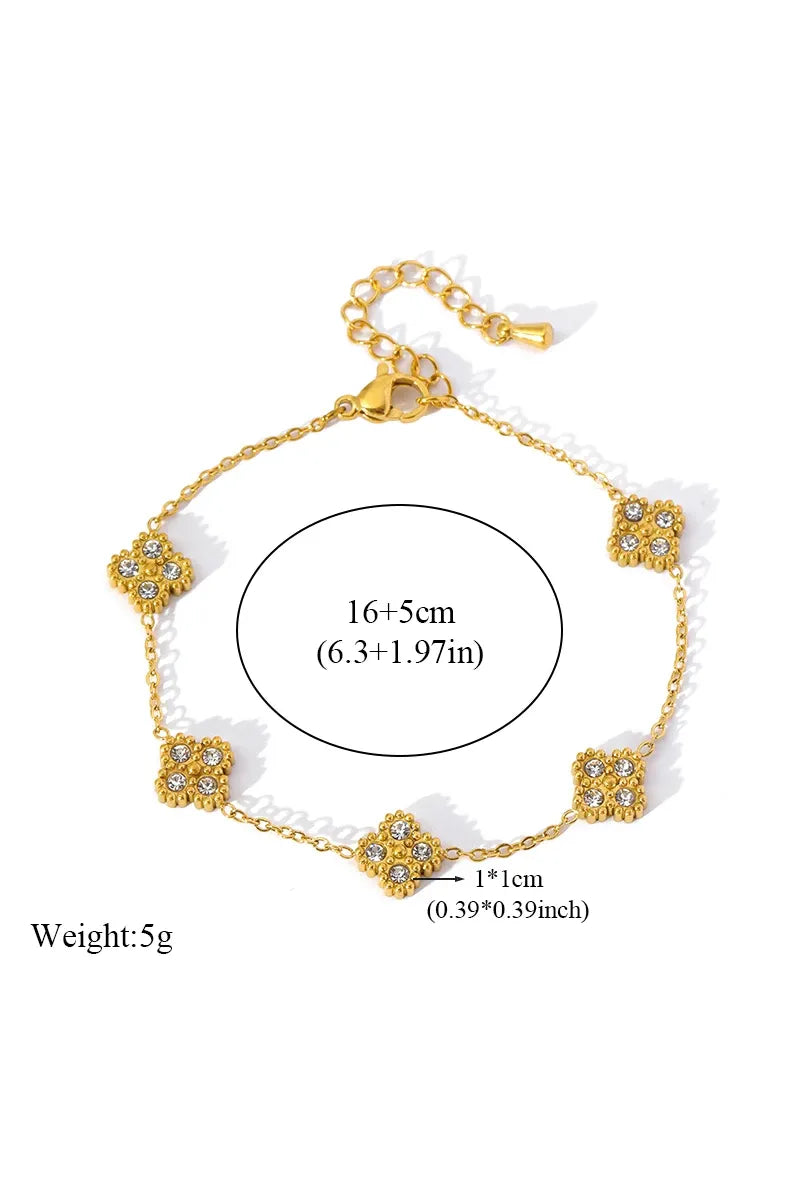 EILIECK 316L Edelstahl Blume Blütenblatt Zirkon Halskette Ohrringe Armband Set Für Frauen Mode Wasserdicht Schmuck Party Geschenk