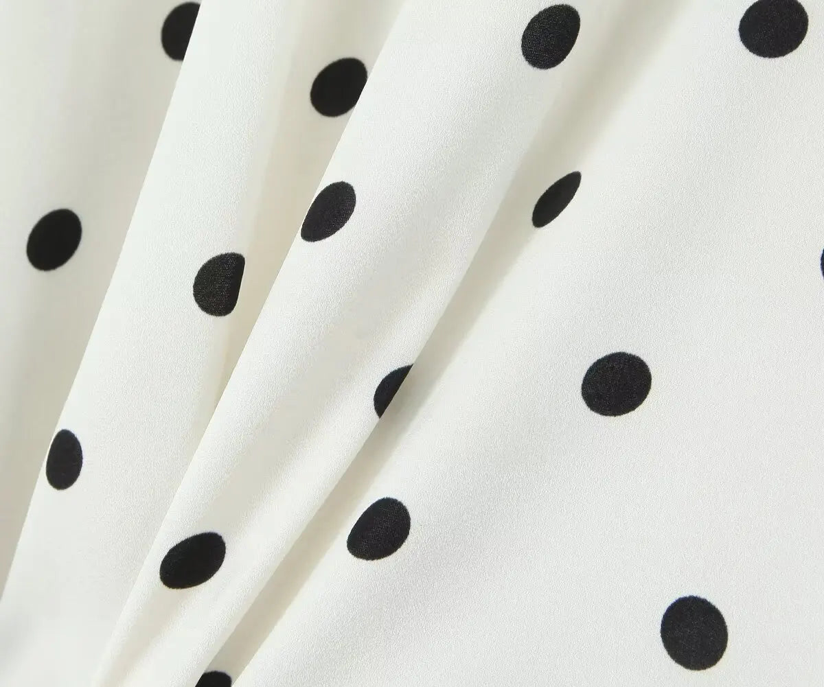YENKYE Lace Spliced Polka Dot Halter Dress Women Elegant A-line Mini Sexy Backless Dresses Summer Robe 2025