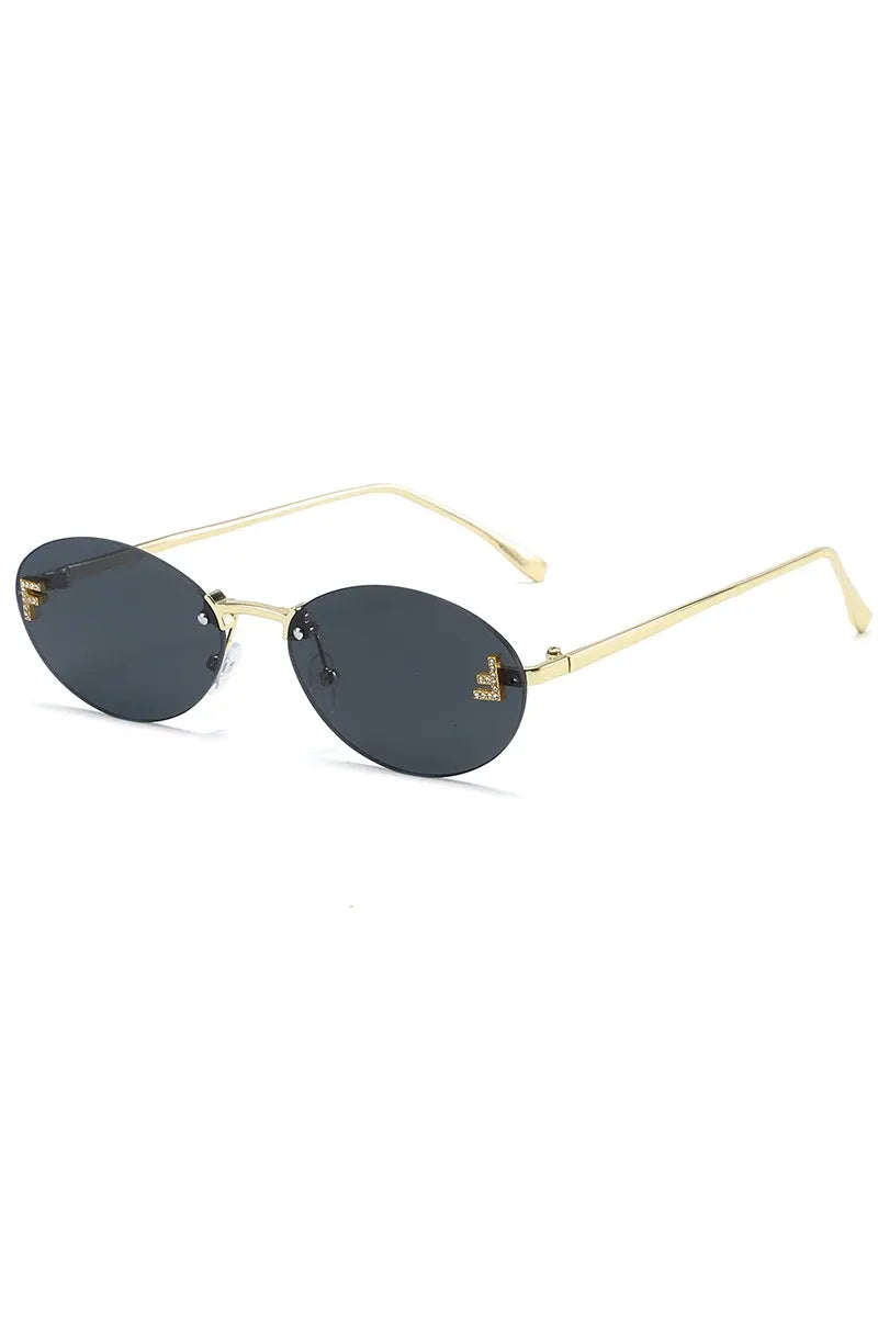 EMILIA - Randlose Sonnenbrille mit Diamant-Buchstabe