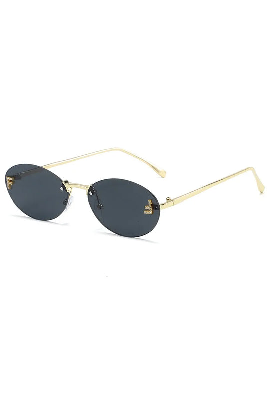 EMILIA - Randlose Sonnenbrille mit Diamant-Buchstabe