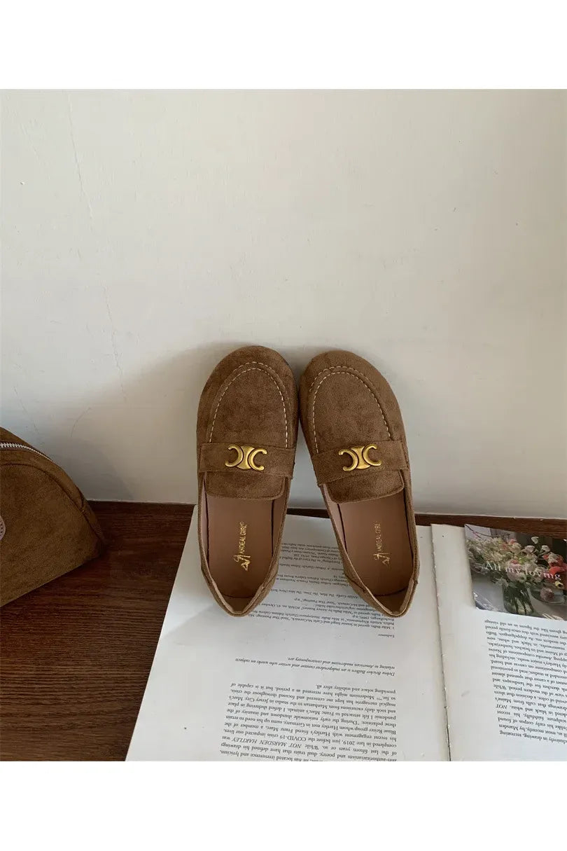 Französische Vintage-Slipper mit flacher Sohle für Damen – Eleganter, neuer Frühlingsstil, Schwarz, Slip-On, weiche Sohle, Bohnenschuhe