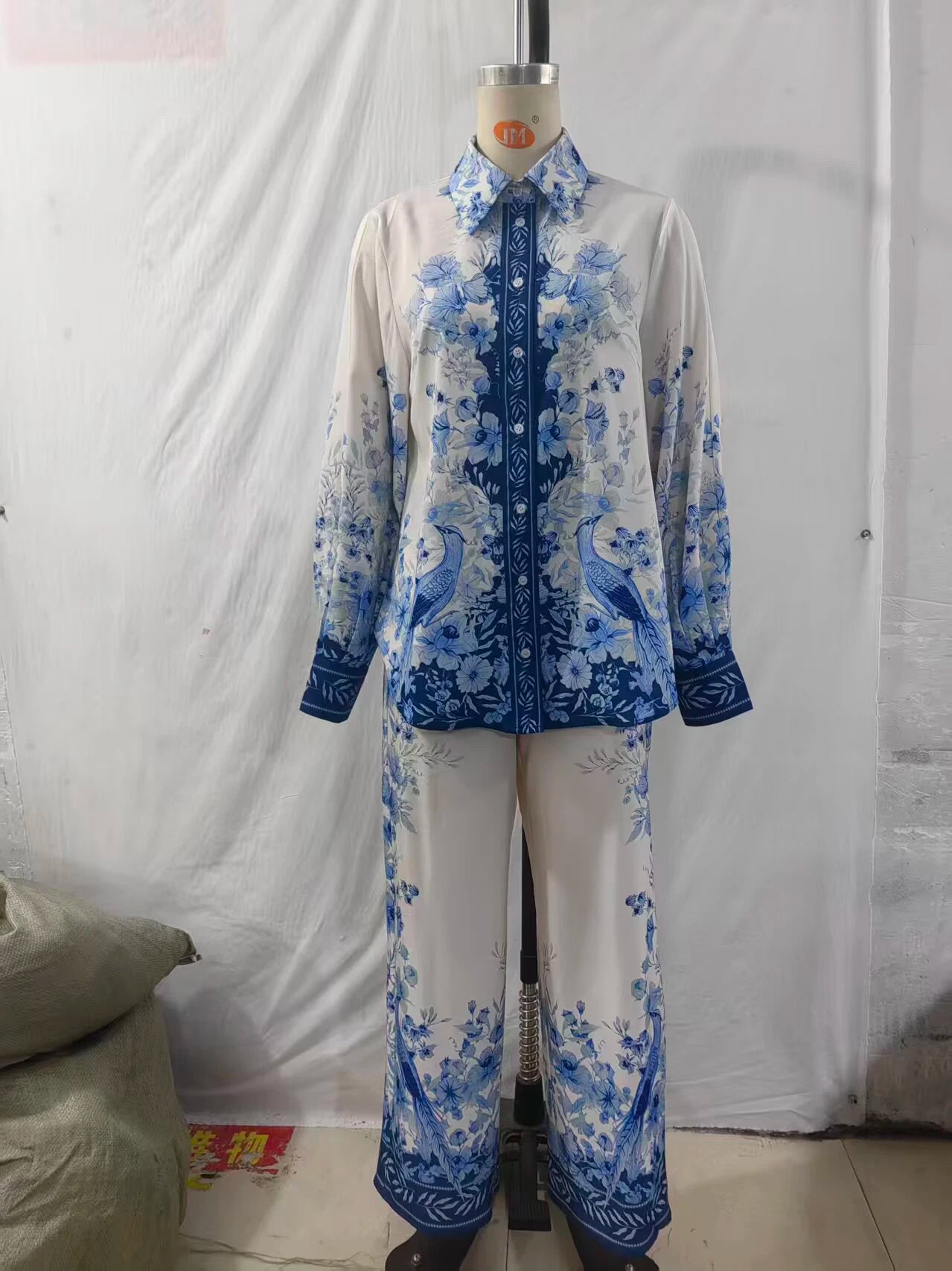 Women's 2026 new spring outfit with European and American style fashionable and simple printed Lyocell shirt and pants set