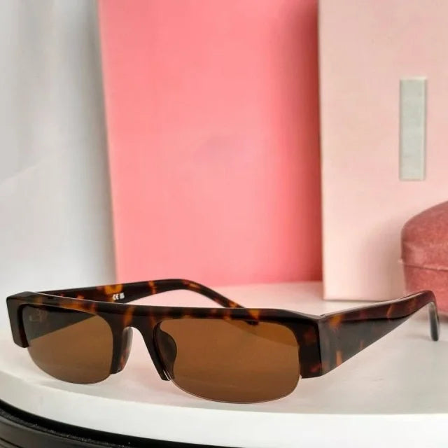 Neue modische Acetat-Sonnenbrille für Damen, Markendesigner, halbrandloser Rahmen, Eyeware, Sommer, coole Mädchen-Sonnenbrille mit rechteckigem Rahmen