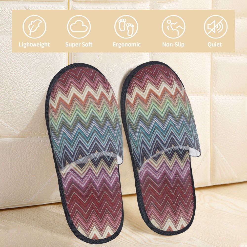 Abstract Geometric Home Zig Zag Guest Slippers for Hotel Women Custom Print Boho Modern Camouflage House Slipper