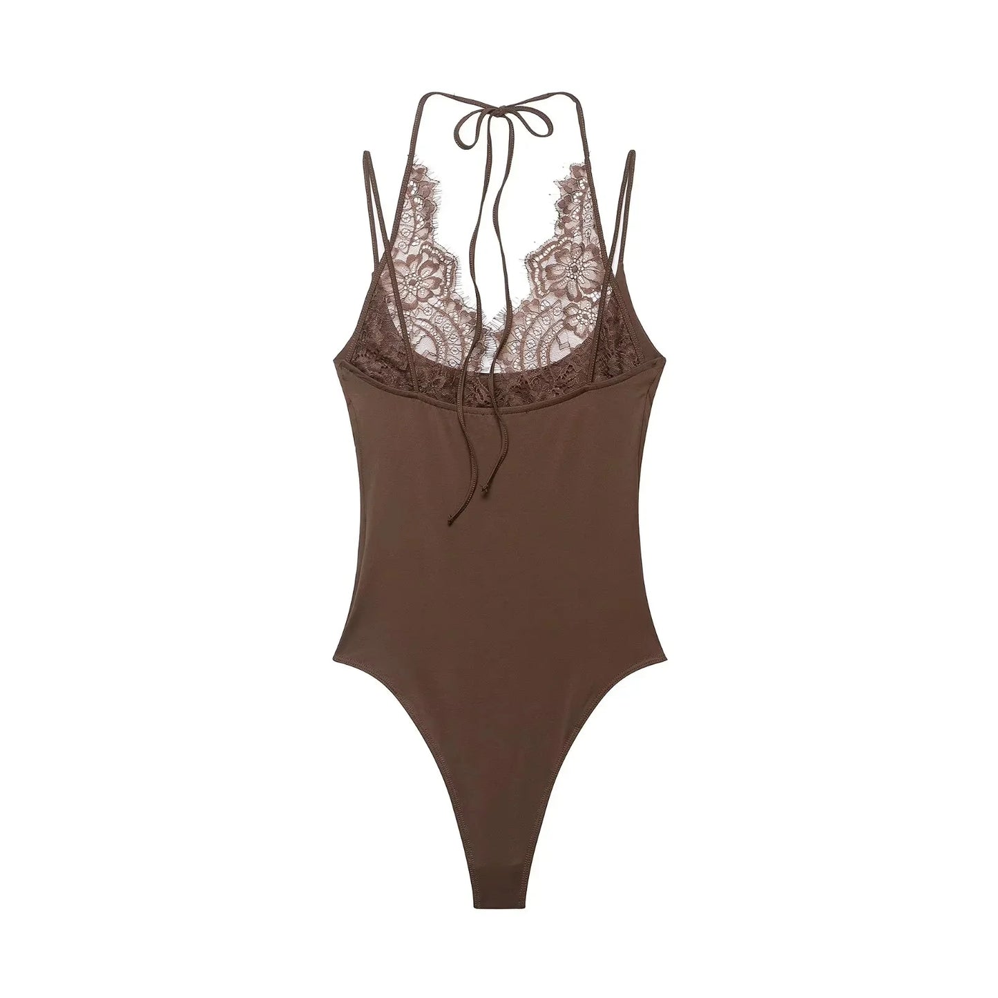 KONDALA Trendy Party Sexy Women Jumpsuit Patchwork Lace Halter Backless Bodysuit New Fashion 2026 Spring Summer Holiday Jumpsuit