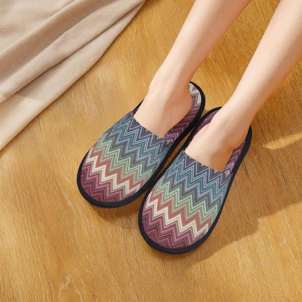 Abstract Geometric Home Zig Zag Guest Slippers for Hotel Women Custom Print Boho Modern Camouflage House Slipper