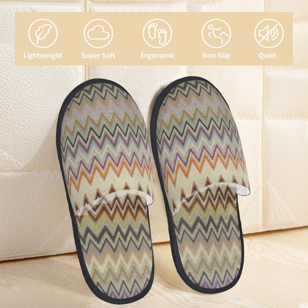 Abstract Geometric Home Zig Zag Guest Slippers for Hotel Women Custom Print Boho Modern Camouflage House Slipper
