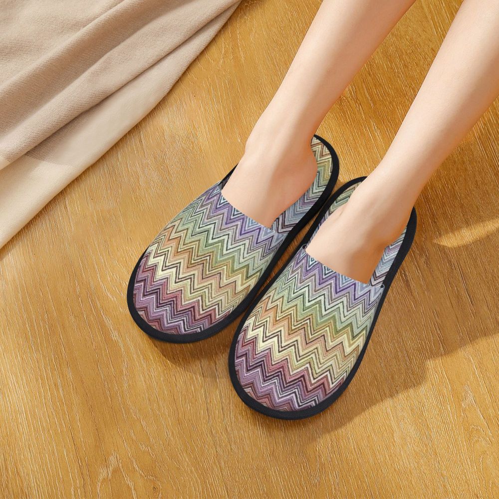 Abstract Geometric Home Zig Zag Guest Slippers for Hotel Women Custom Print Boho Modern Camouflage House Slipper