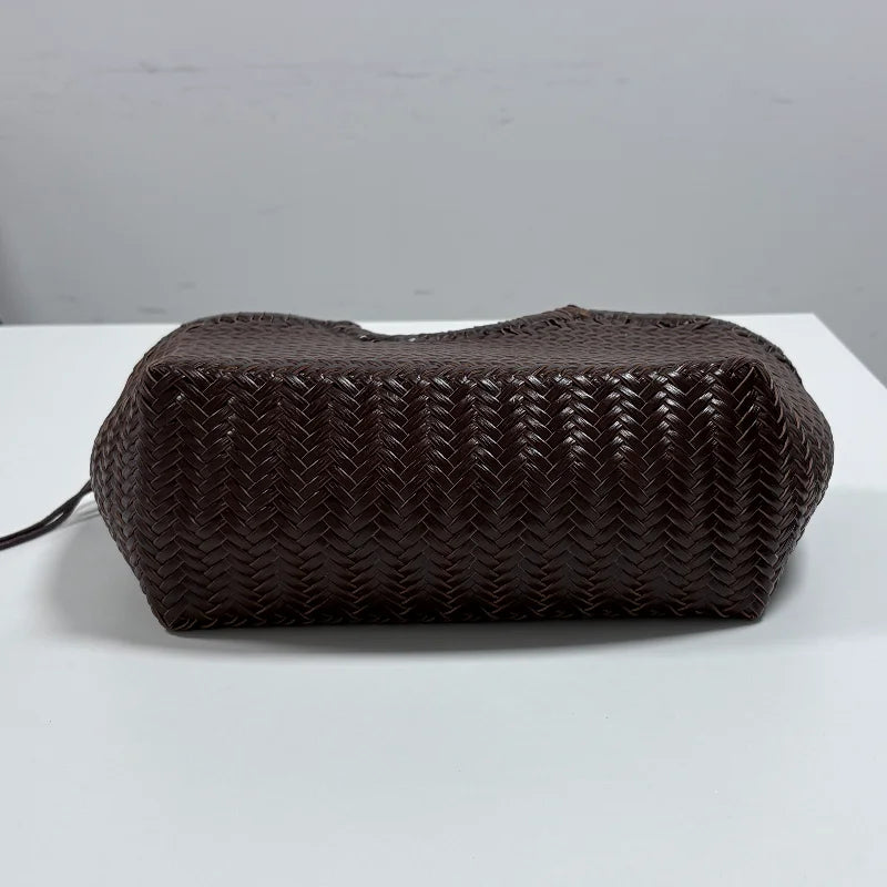 Women Straw 2in1 Woven Bag Fashion Plush Wings Armpit Bag Large Capacity Dumpling Straw Shoulder Bag For Summer Beach Bucket Bag