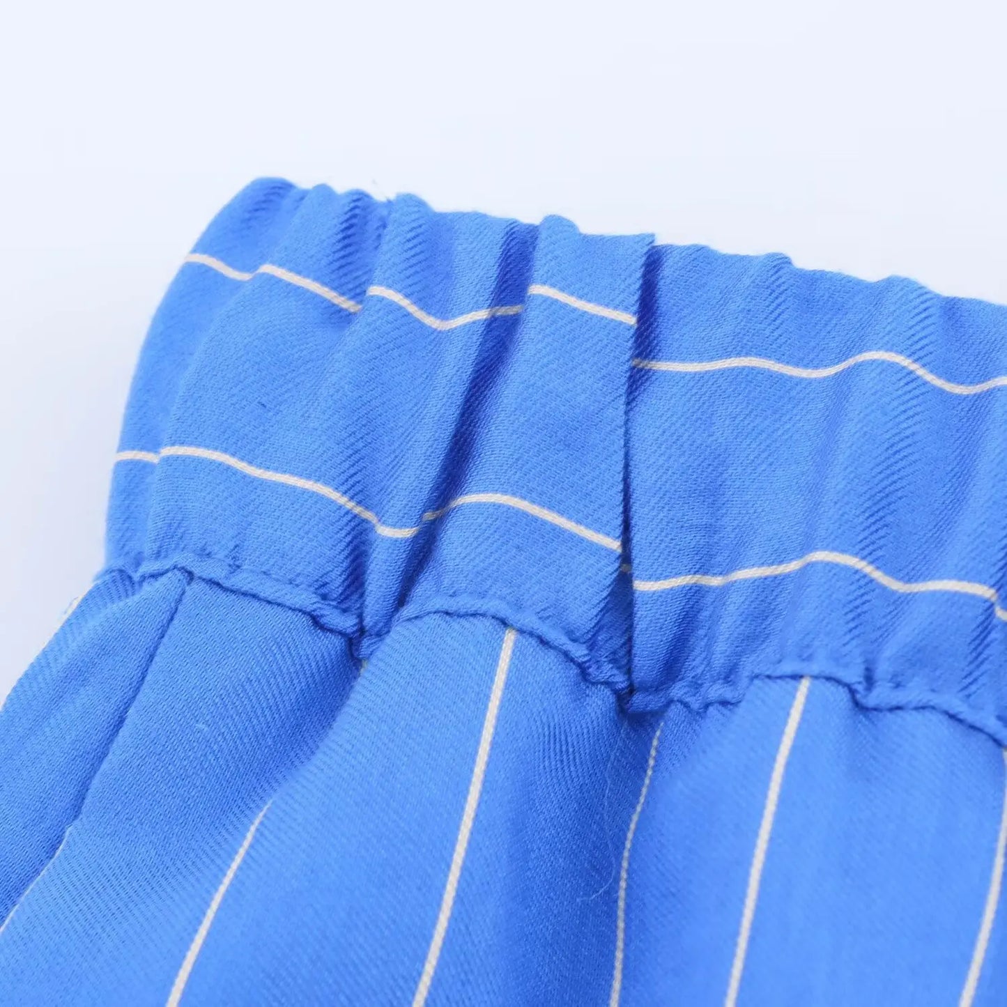 HH Women Striped Pants Suit Loose Lapel Long Sleeve Pocket Single-breasted Blouse+Summer Pajama Style Drawstring Pants