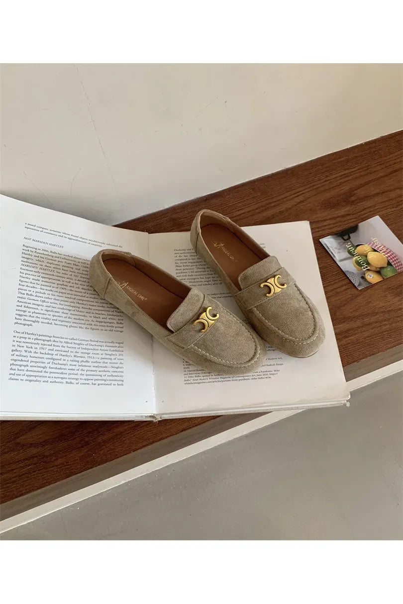 Französische Vintage-Slipper mit flacher Sohle für Damen – Eleganter, neuer Frühlingsstil, Schwarz, Slip-On, weiche Sohle, Bohnenschuhe