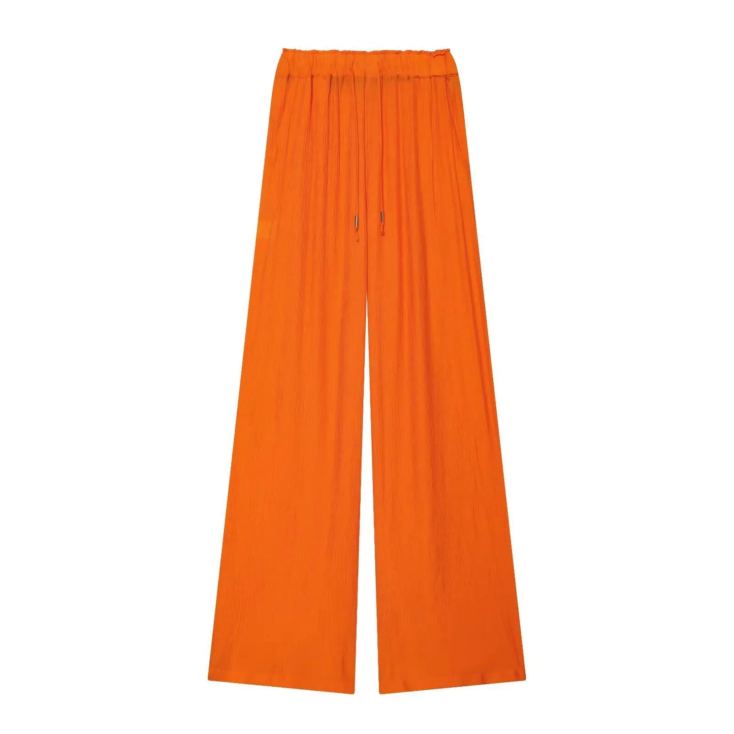 Loose Long Sleeve V-Neck Shirt Elastic Waist High Waist Wide Leg Pants Set Women's Casual Comfortable Polyester Spring Summer