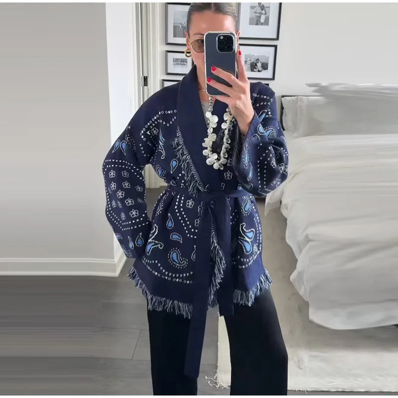 Frauen Gestrickte Getäfelten Pullover drehen-unten Kragen Flare Hülse Reißverschlüsse Mantel Strickjacke Casual Büro Dame Herbst 2025, Pullover