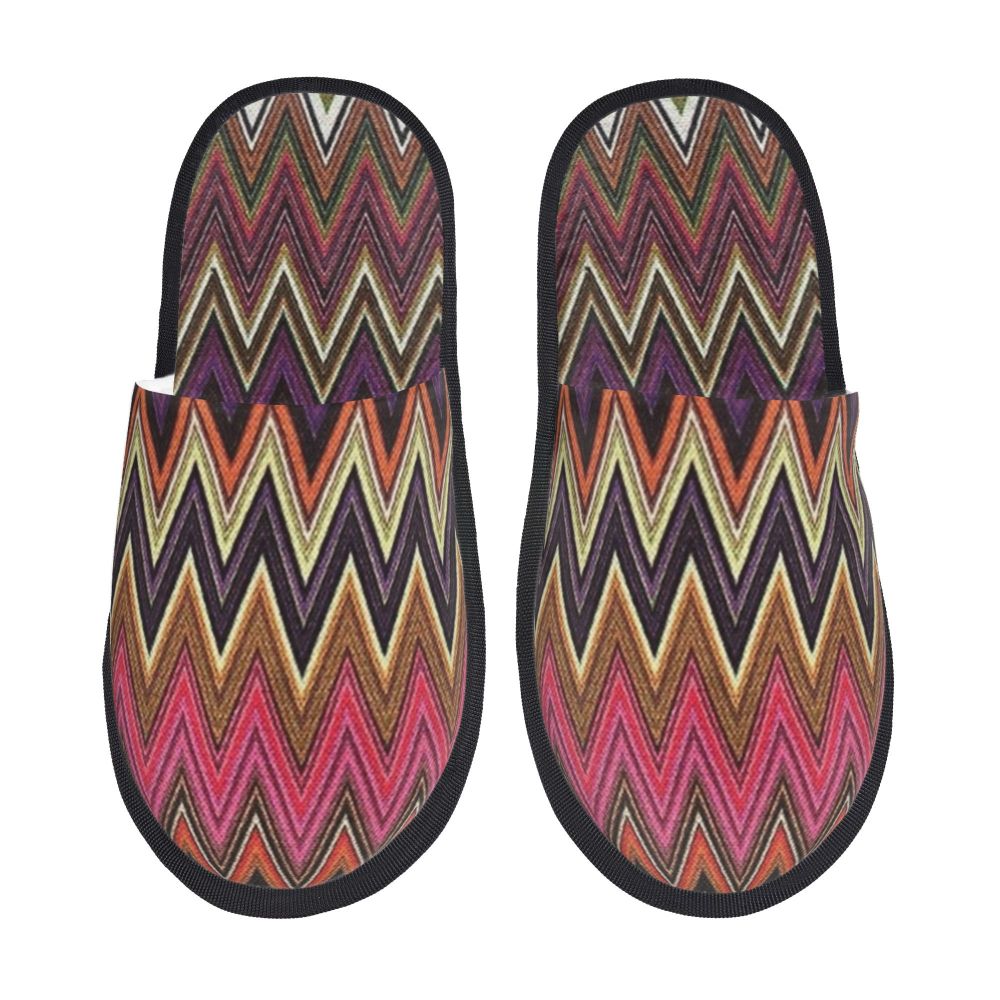 Abstract Geometric Home Zig Zag Guest Slippers for Hotel Women Custom Print Boho Modern Camouflage House Slipper