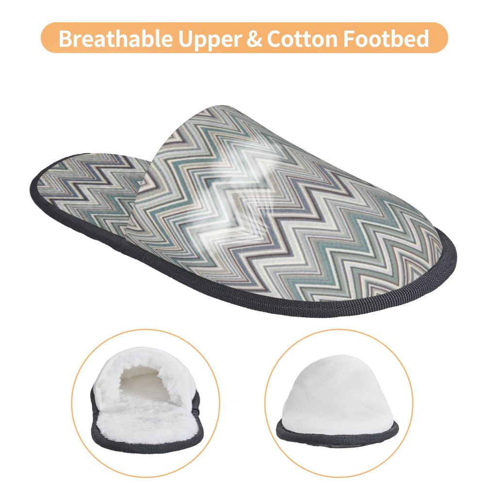 Abstract Geometric Home Zig Zag Guest Slippers for Hotel Women Custom Print Boho Modern Camouflage House Slipper