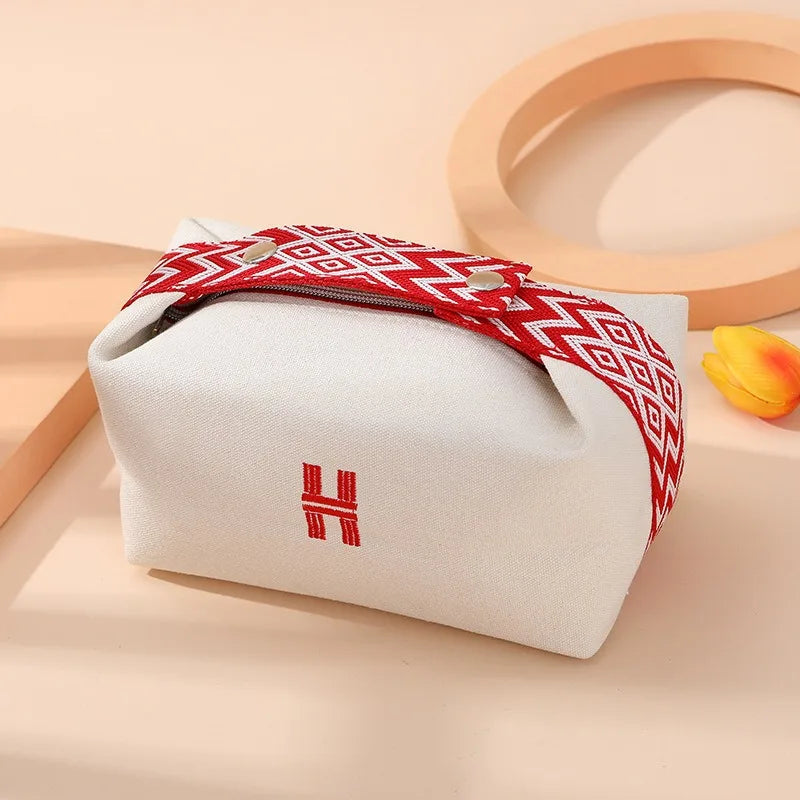 Portable Travel Cosmetic Bag Large Capacity Handheld Toiletry Bag Luxury Canvas Foldable Storage Bag for Makeup And Travel