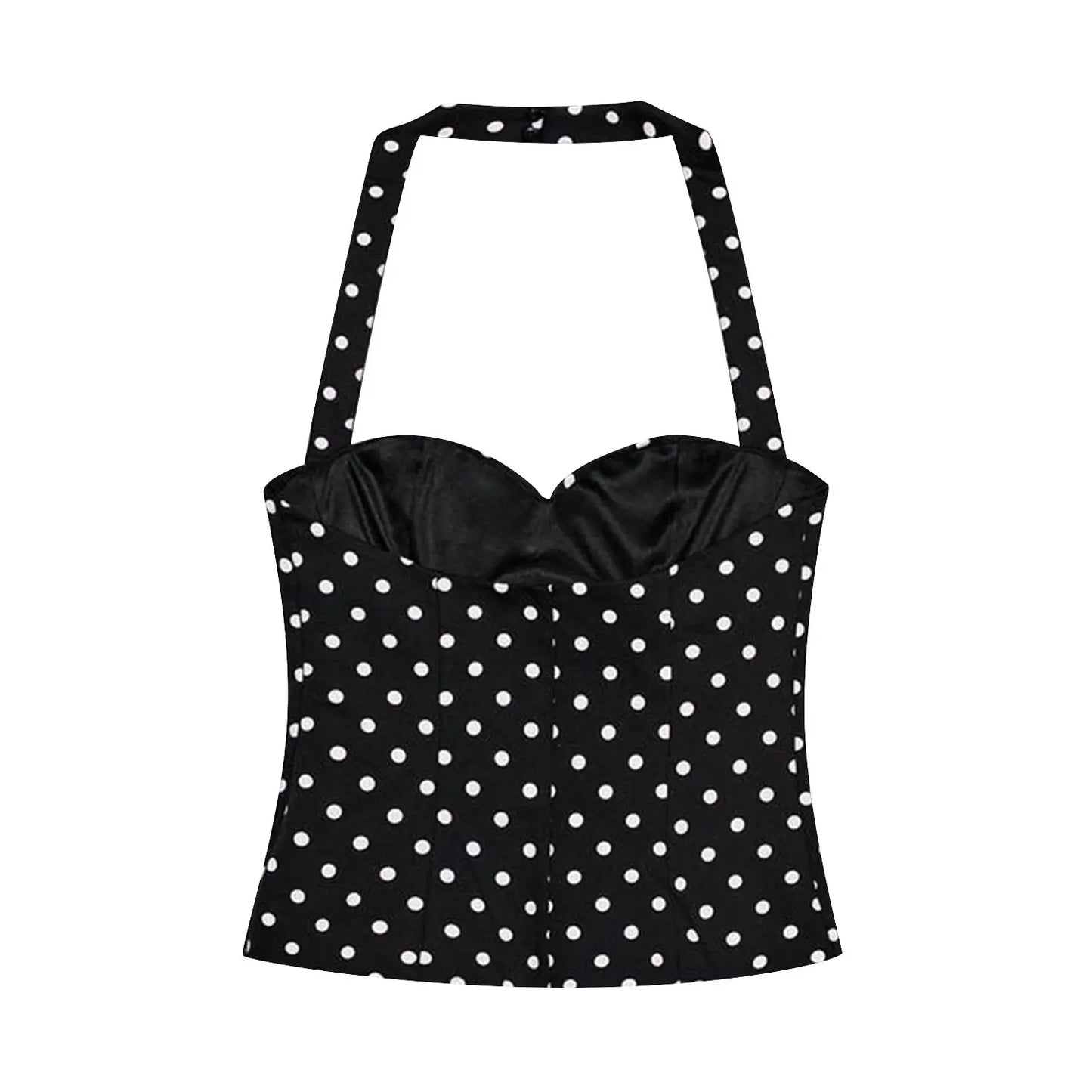 KONDALA Sexy Y2K Girl Halter Tops Corset Slim Polka Dot Print Short Tops Fashion 2026 Spring Summer Streetwear Holiday Beach Top