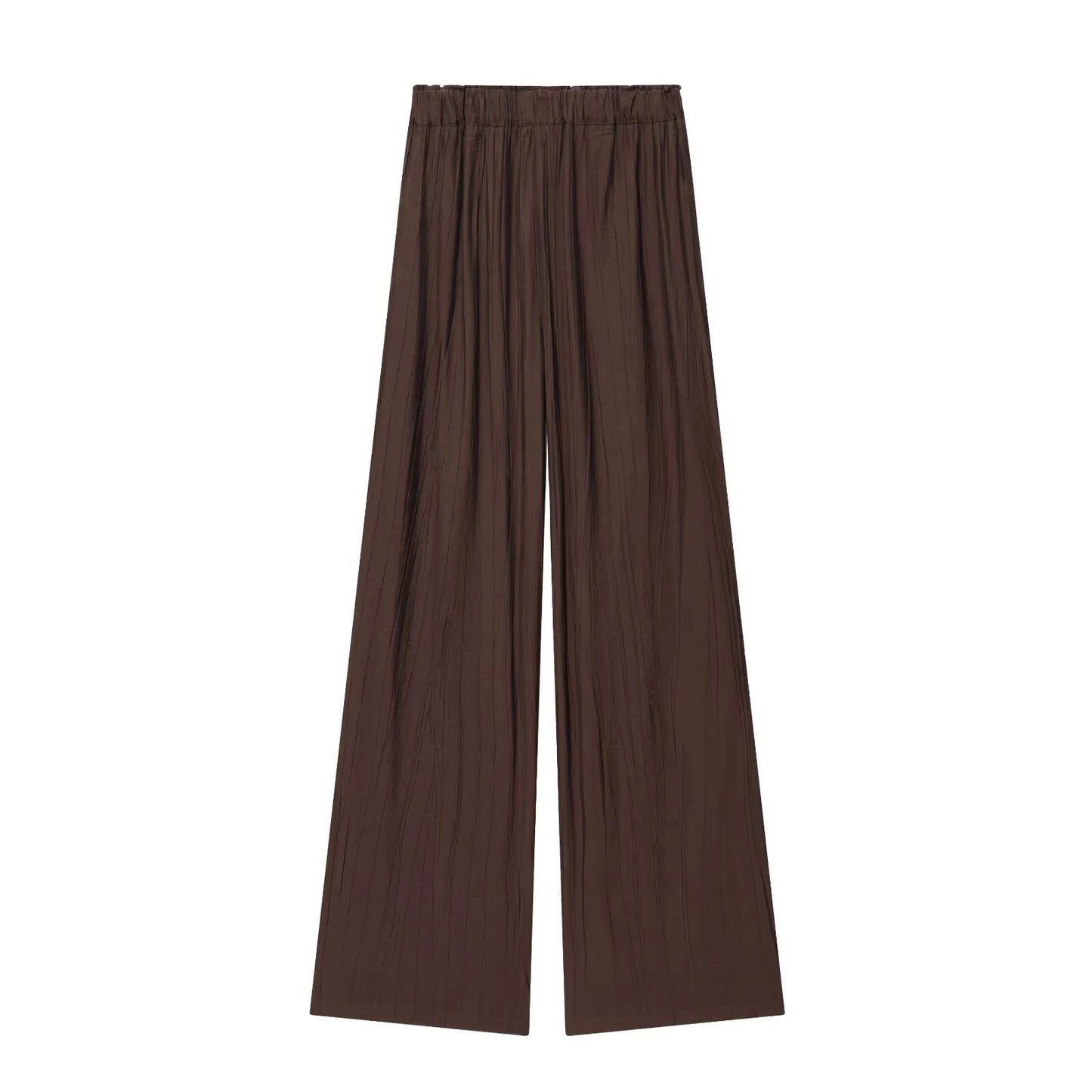 Autumn new women's loose and simple V-neck long sleeved shirt with elastic waist and wide leg pants set
