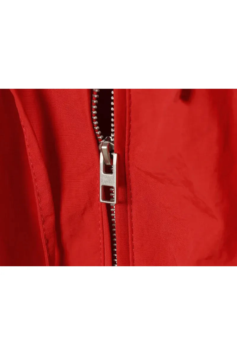 ETJ Damenjacke mit Kapuze und Kordelzug sowie elastischen Bündchen und Saum – Roter, übergroßer Kurzmantel mit Blasenärmeln