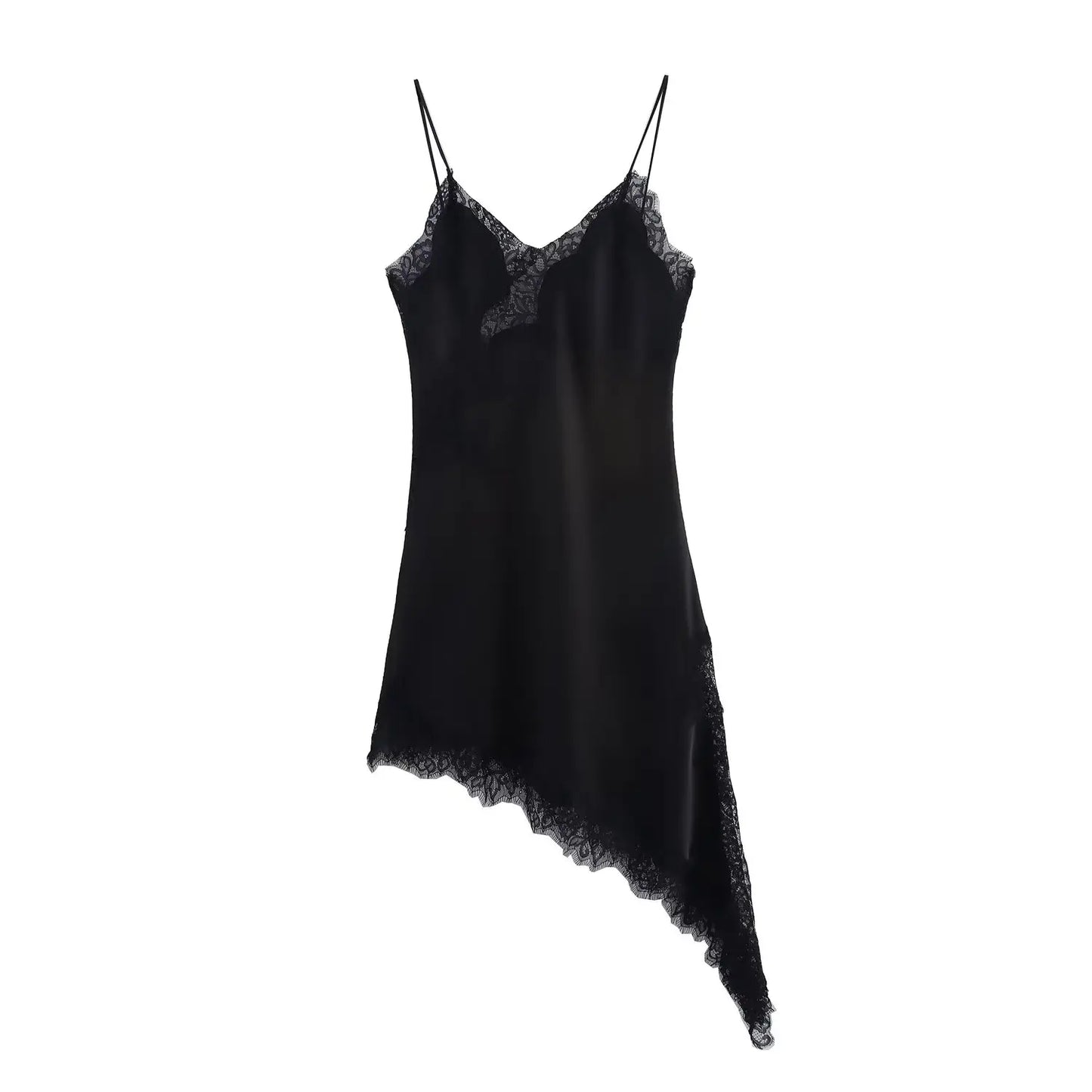 Women Fashion Sexy V-Neck Lace Elegant Halter Dress Asymmetric Hem Dress 2026 Summer New Fashion Holiday Party Beach Dresses
