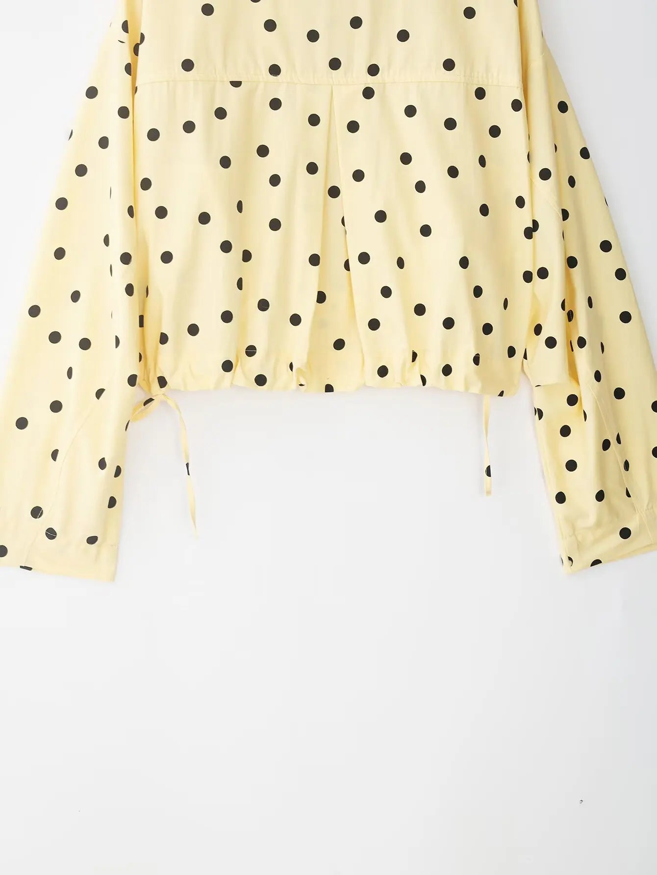 HH 2026 Women 2 Piece Set Long Sleeves Single Breasted Shirring Polka Dot Short Coat+Casual Elastic Waist Balloon Fit Shorts