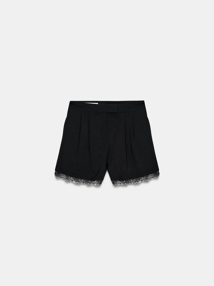 Fashion Lace Patchwork Suit Shorts Two-piece Set Women Lapel Short Sleeved Tops Pockets Pants Suits Summer Office Lady Outfits