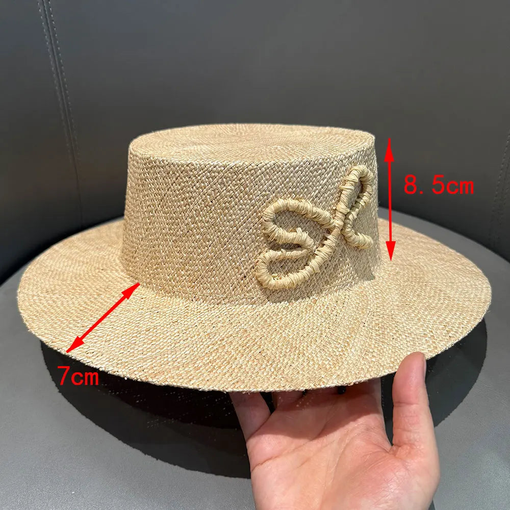 2026 New Summer Natural Straw Wide Brim Handmade High Quality Boater Hat For Women Sun Hat Sombrero Mujer Playa Boater Hat