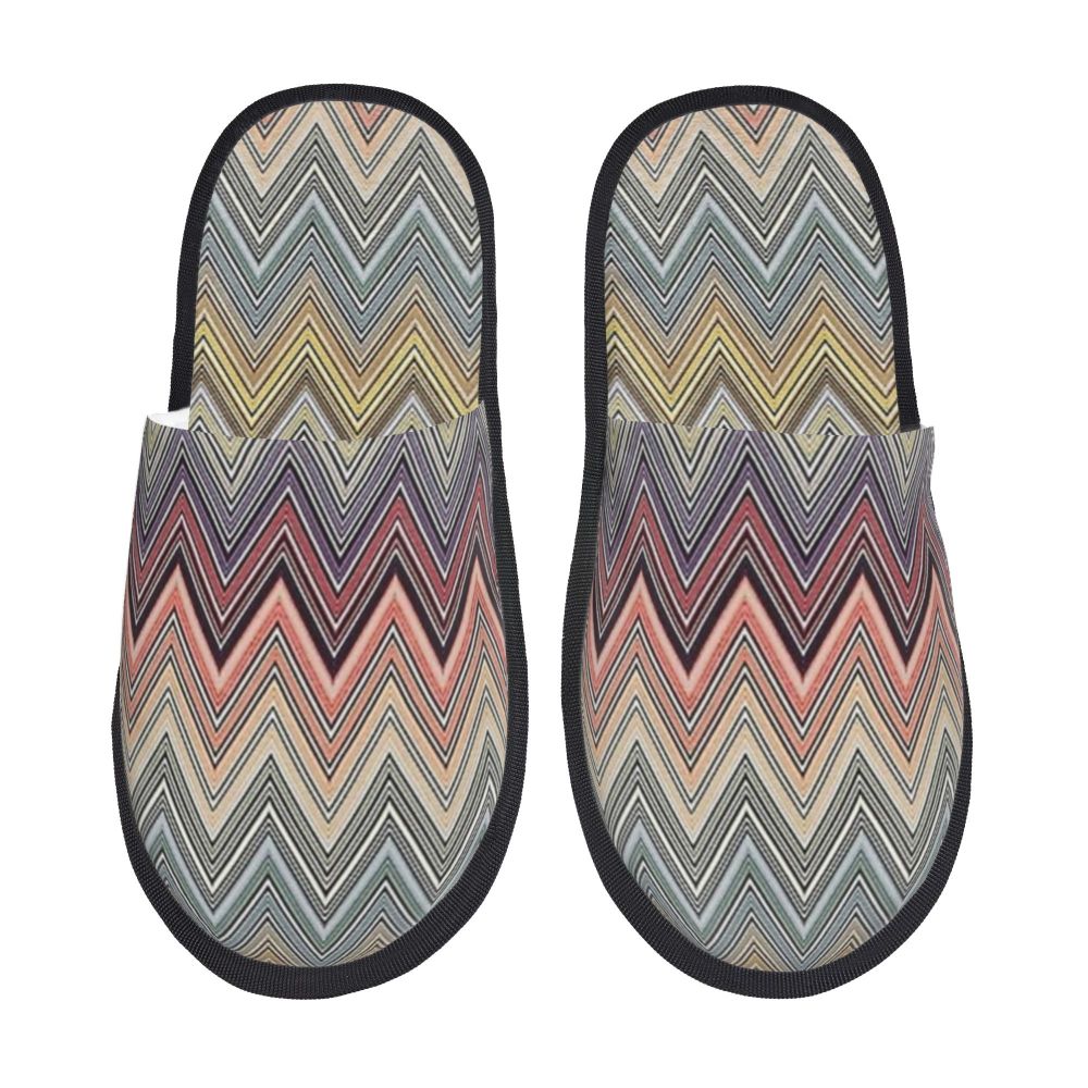Abstract Geometric Home Zig Zag Guest Slippers for Hotel Women Custom Print Boho Modern Camouflage House Slipper