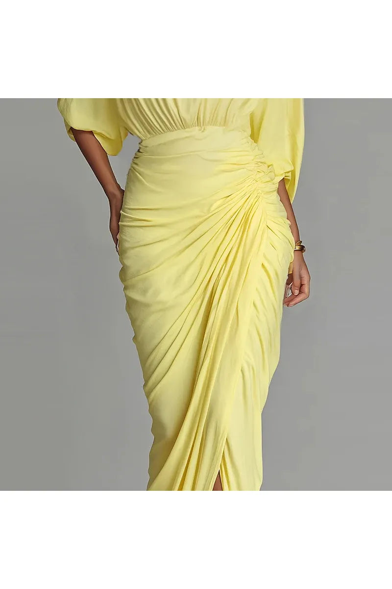 Besellics Soleil Draped Maxi Dress