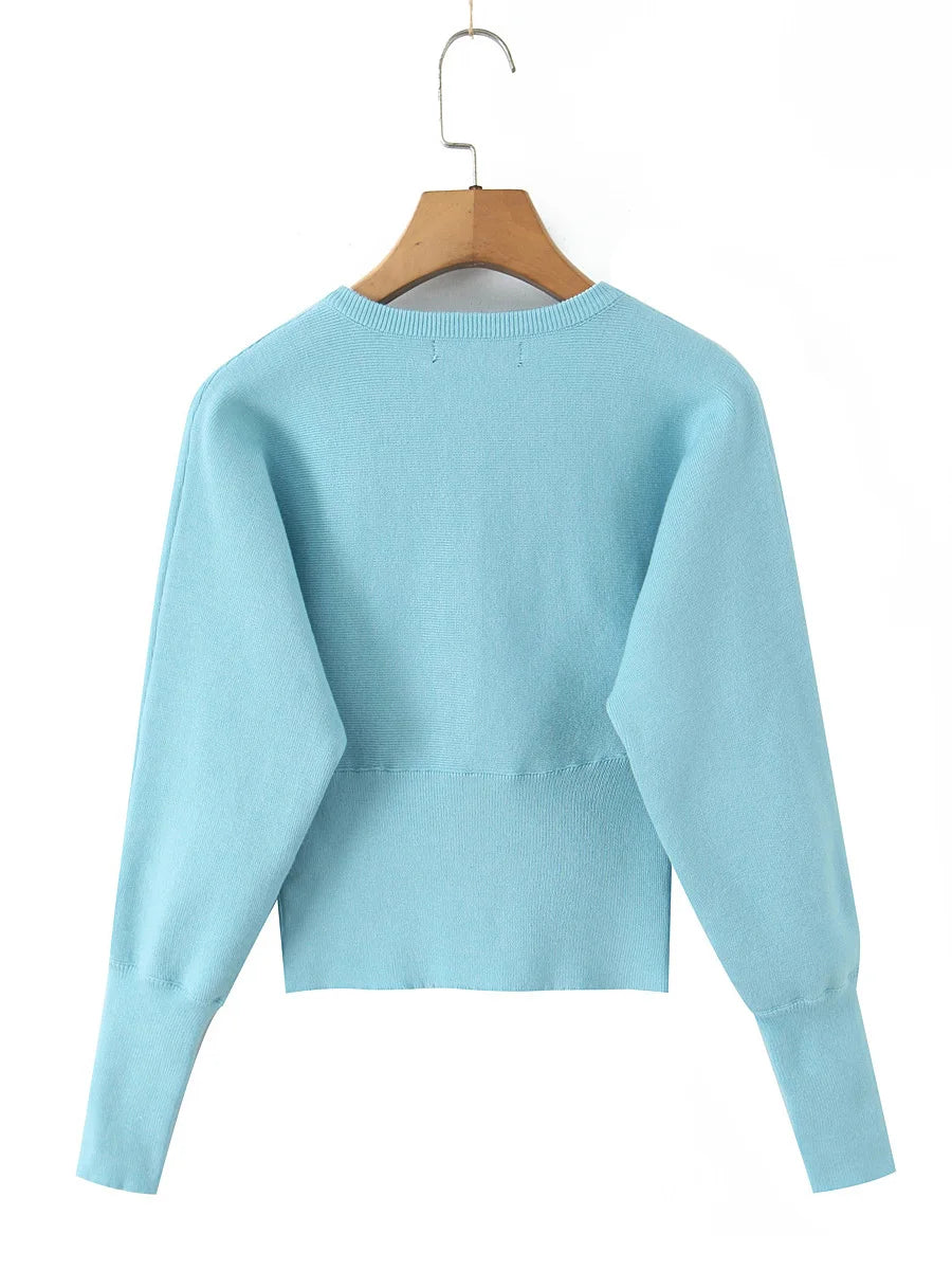 TWOTWINSTYLE Zwei Stück Set Für Frauen O Hals Laterne Hülse Patchwork Tasten Tunika Strickjacke Mittlere Taille Shorts Casual Anzug Weibliche
