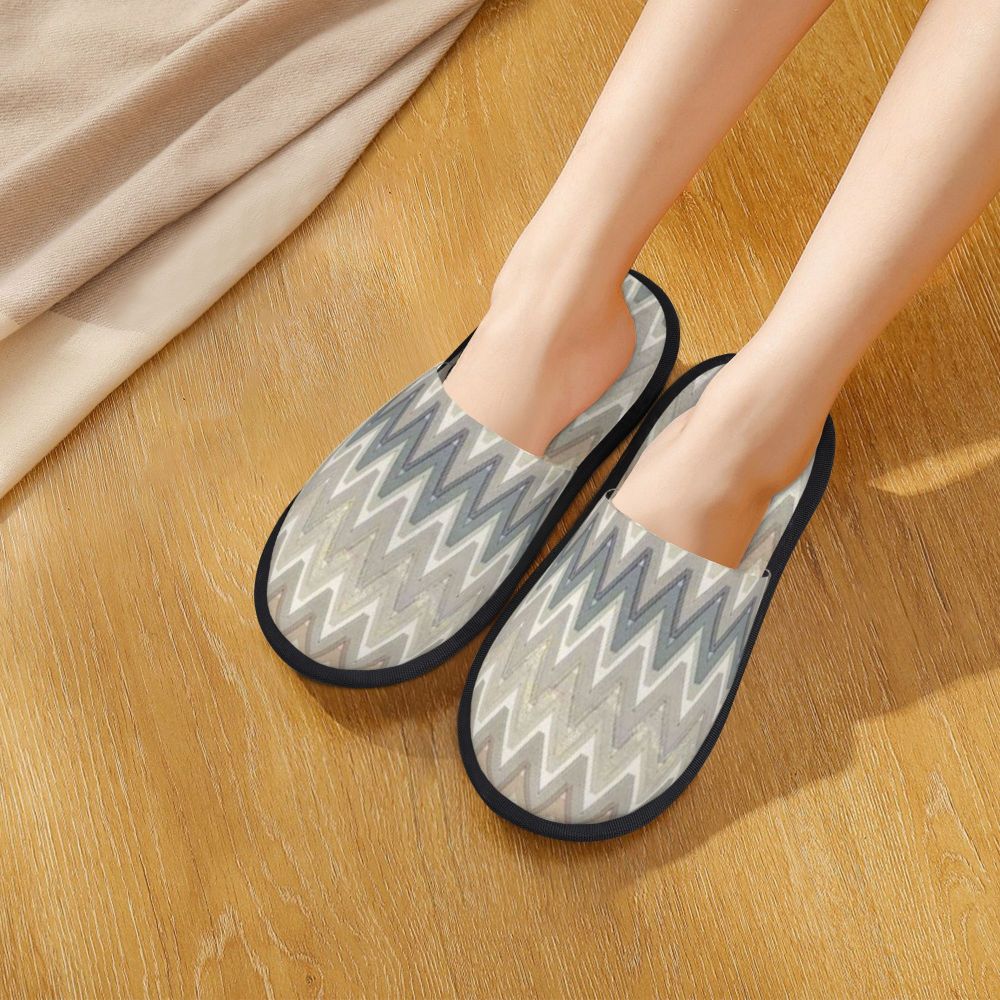 Abstract Geometric Home Zig Zag Guest Slippers for Hotel Women Custom Print Boho Modern Camouflage House Slipper