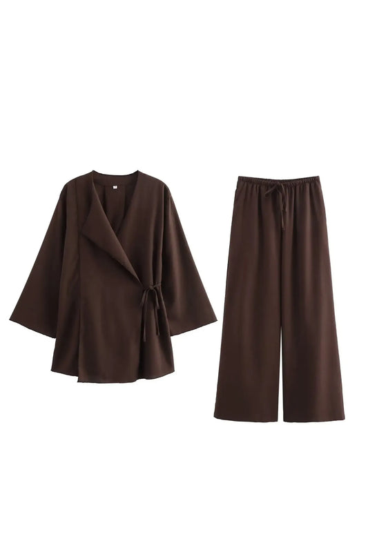 KAORI - Kimono Set – 2-Teiliges Damen Outfit mit weitem Bein