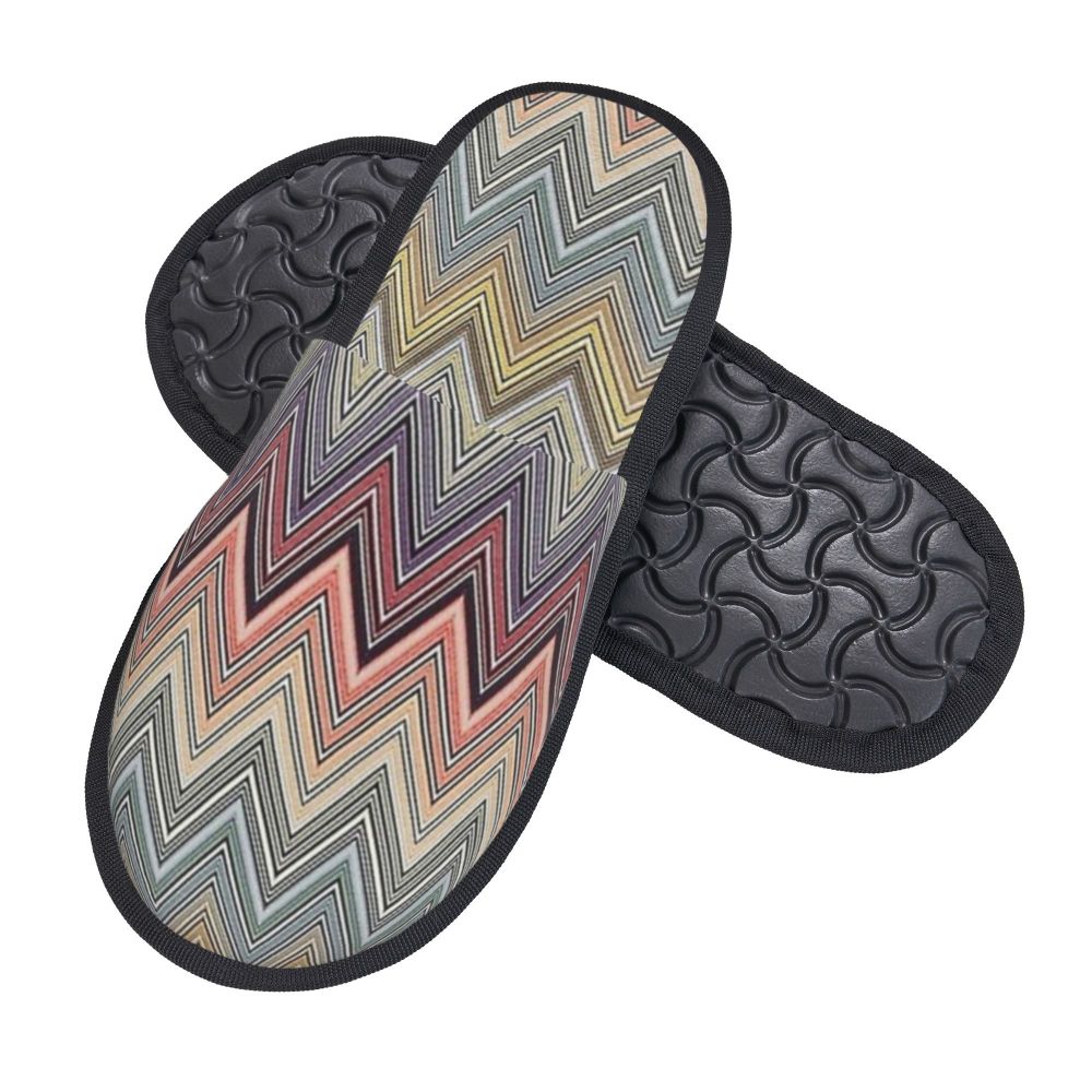 Abstract Geometric Home Zig Zag Guest Slippers for Hotel Women Custom Print Boho Modern Camouflage House Slipper