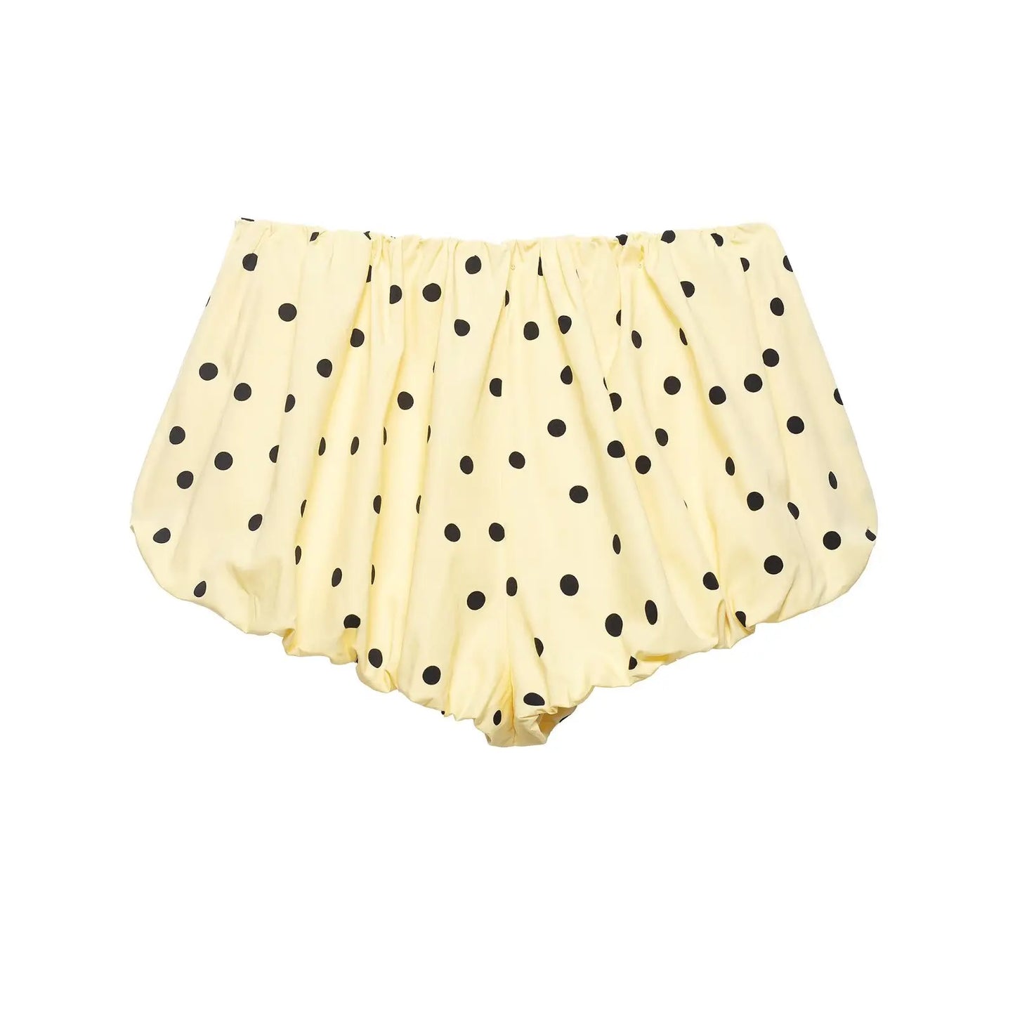 HH 2026 Women 2 Piece Set Long Sleeves Single Breasted Shirring Polka Dot Short Coat+Casual Elastic Waist Balloon Fit Shorts