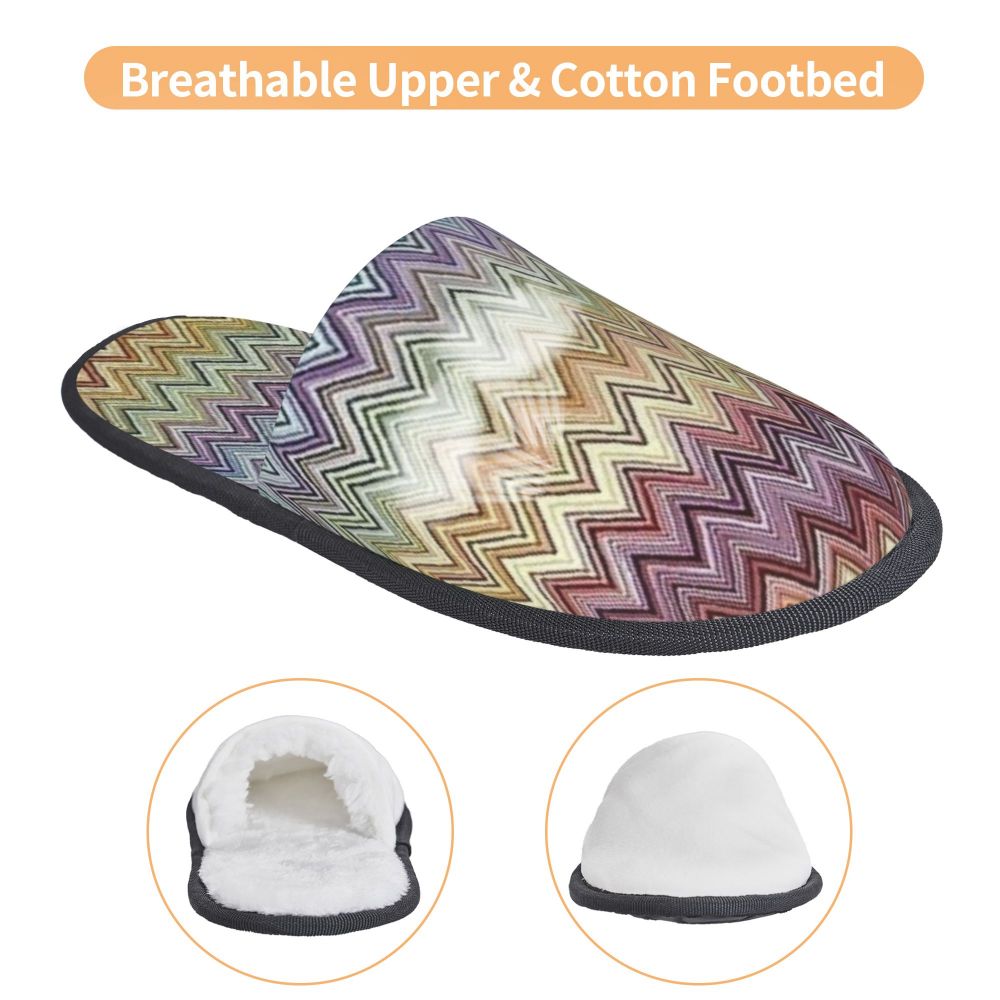 Abstract Geometric Home Zig Zag Guest Slippers for Hotel Women Custom Print Boho Modern Camouflage House Slipper