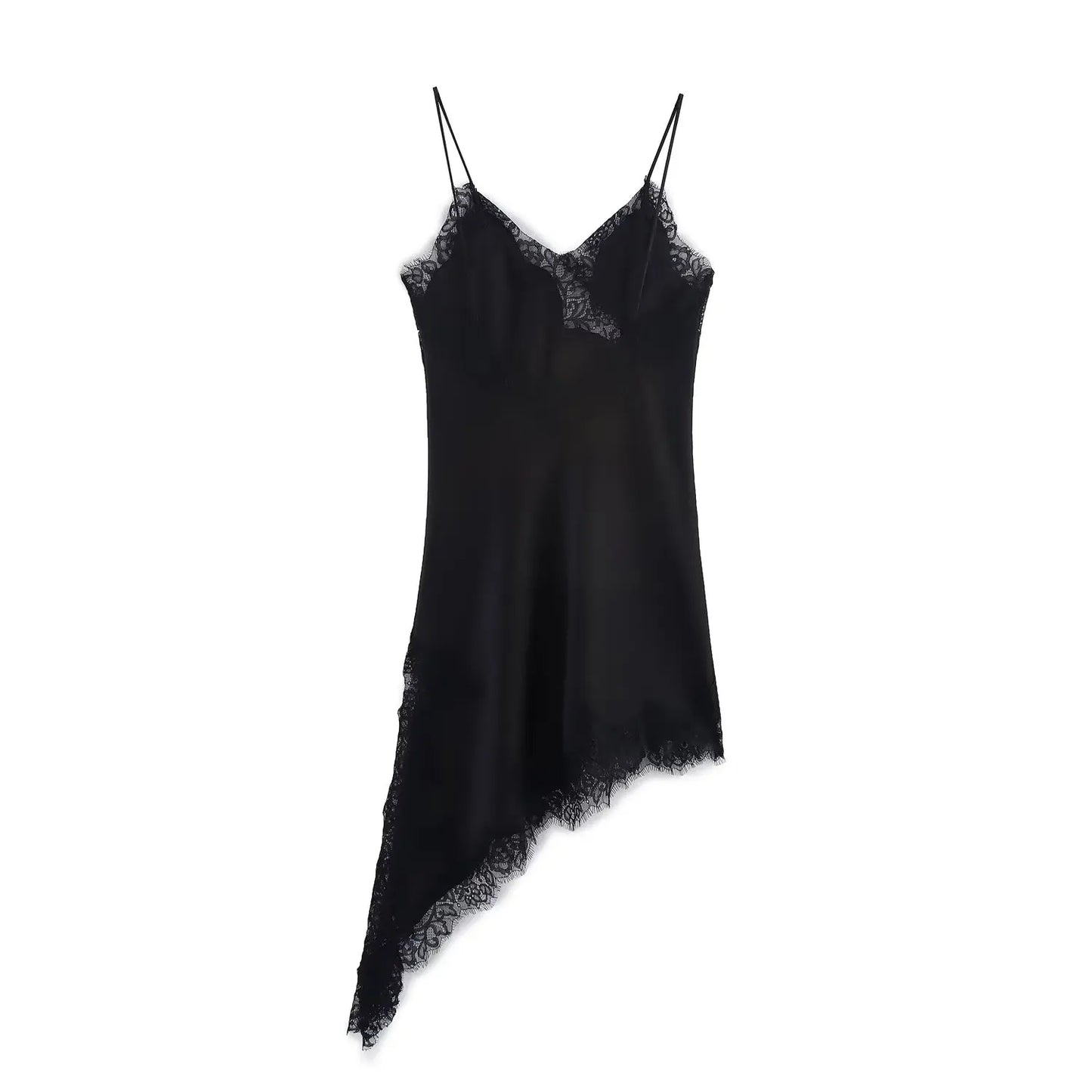 Women Fashion Sexy V-Neck Lace Elegant Halter Dress Asymmetric Hem Dress 2026 Summer New Fashion Holiday Party Beach Dresses