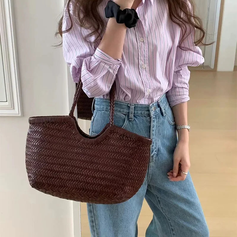 Women Straw 2in1 Woven Bag Fashion Plush Wings Armpit Bag Large Capacity Dumpling Straw Shoulder Bag For Summer Beach Bucket Bag
