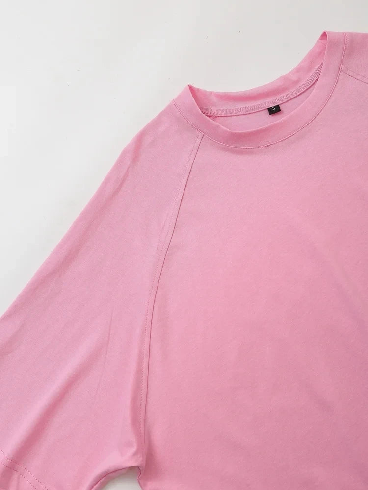 HH Sommer Frauen Casual T-shirt Hose Sets Elegante Rosa O Hals Kurzarm T-Shirt + Kordelzug Lose Hosen Frühling Anzug