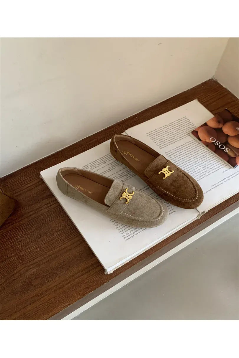 Französische Vintage-Slipper mit flacher Sohle für Damen – Eleganter, neuer Frühlingsstil, Schwarz, Slip-On, weiche Sohle, Bohnenschuhe