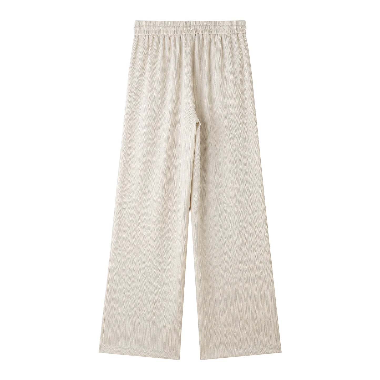 HH 2025 Damen 2-teiliges Set, elastische Taille, Taschenfalten, verziert breite Beinhosen + solides einreihiges Blusenoberteil mit Schlitz am Saum