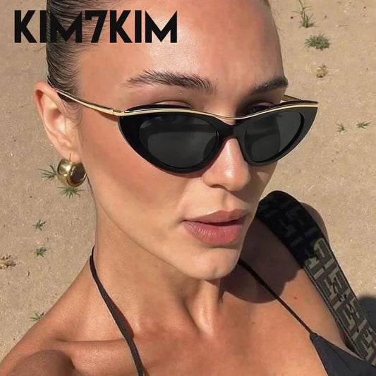 Modische Kleine Cat-Eye-Sonnenbrille für Damen 2026 Luxusmarke Punk Metallrahmen Sonnenbrille Vintage Sexy Reise-Eyewear UV400 Schutz