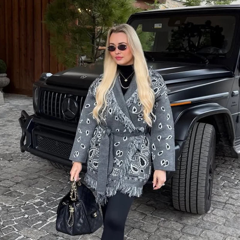 Frauen Gestrickte Getäfelten Pullover drehen-unten Kragen Flare Hülse Reißverschlüsse Mantel Strickjacke Casual Büro Dame Herbst 2025, Pullover